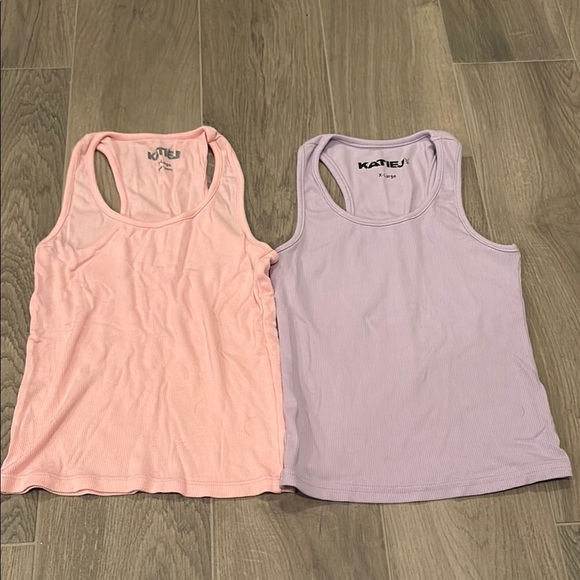 Katie J Girls Racerback Tank Tops - Pink and Purple Size XL - Picture 1 of 7